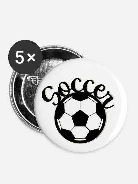 SOCCER - Buttons klein 25 mm (5er Pack) - Weiß