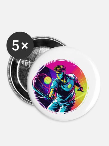 Tennis - Buttons klein 25 mm (5er Pack) - Weiß