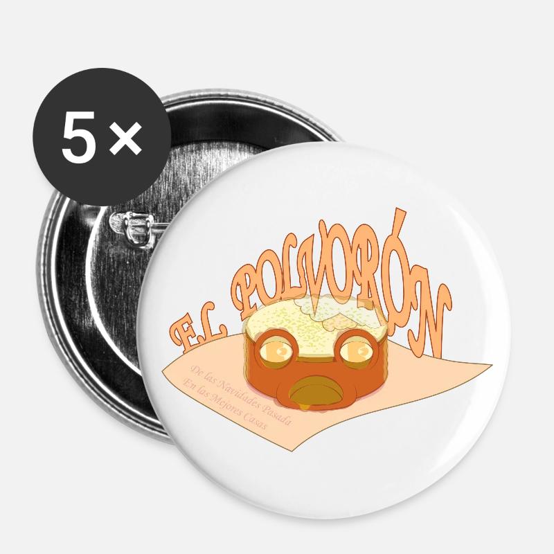 DER POLVORON - Buttons klein 25 mm (5er Pack) - Weiß