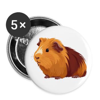 Meerschweinchen - Buttons klein 25 mm (5er Pack) - Weiß - Vorne