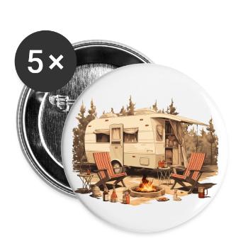 Camping Nature Wine Campfire - The Alps Designer - Buttons small 1''/25 mm (5-pack) - white - Front