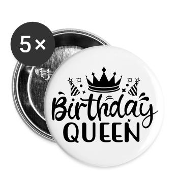 Birthday Queen 1 Happy Birthday - Buttons small 1''/25 mm (5-pack) - white - Front