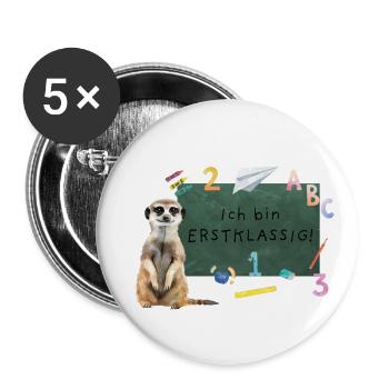 Erdmännchen Einschulung - Buttons klein 25 mm (5er Pack) - Weiß - Vorne