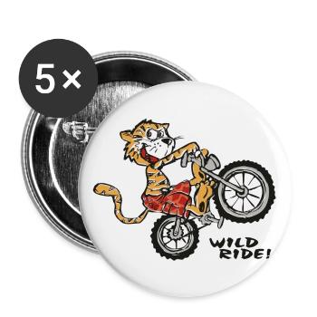 Tigre sauvage - Lot de 5 petits badges (25 mm) - blanc - Devant