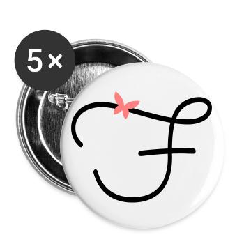 Buchstabe F Schmetterlingsbuchstabe - Buttons klein 25 mm (5er Pack) - Weiß - Vorne