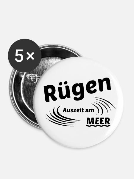Rügen - Buttons klein 25 mm (5er Pack) - Weiß