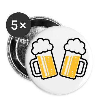 2 Bierkrüge Prosten Zu, Prosit! (Bier Maßkrüge 2C) - Buttons klein 25 mm (5er Pack) - Weiß - Vorne