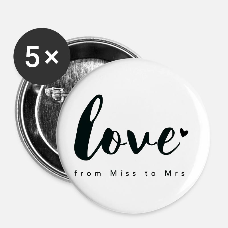 Bride Design from Miss to Mrs. by Constant Love® - Buttons small 1''/25 mm (5-pack) - white