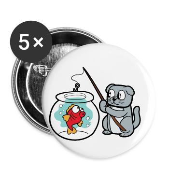 Fish angling angler aquarium cat fishing - Buttons small 1''/25 mm (5-pack) - white - Front