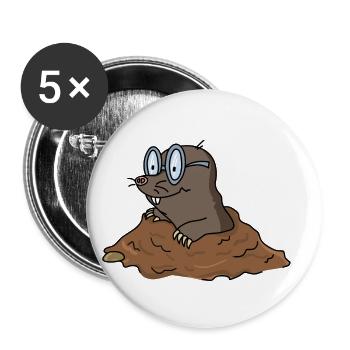 Drôle Cool Mole - Lot de 5 petits badges (25 mm) - blanc - Devant