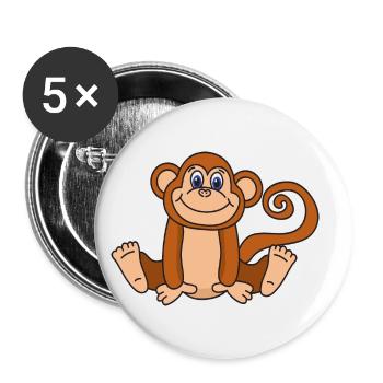 Funny Cute Cool Monkey - Buttons small 1''/25 mm (5-pack) - white - Front