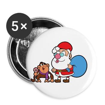 Santa Claus Christmas Santa - Buttons small 1''/25 mm (5-pack) - white - Front