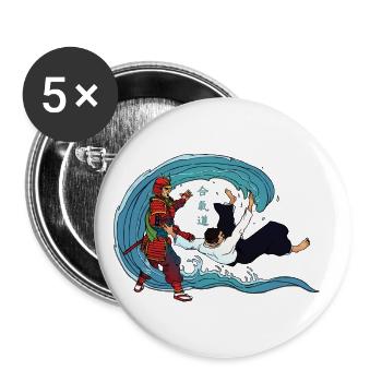 Aikido Way of Life - Buttons small 1''/25 mm (5-pack) - white - Front