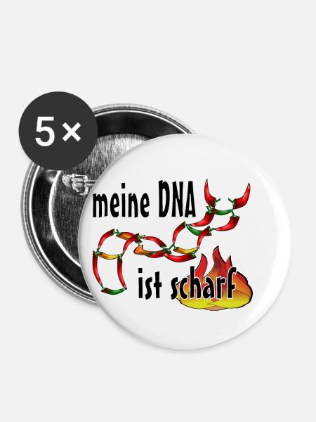 scharfe DNA - Buttons klein 25 mm (5er Pack) - Weiß