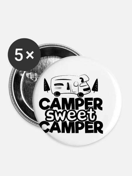 Camper süßer Camper - Buttons klein 25 mm (5er Pack) - Weiß