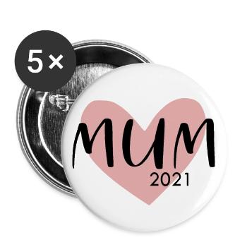 Mum 2021 - Buttons klein 25 mm (5er Pack) - Weiß - Vorne
