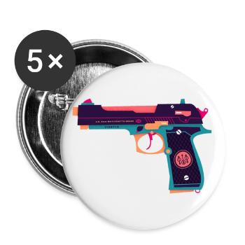 Beretta weapon - Buttons small 1''/25 mm (5-pack) - white - Front