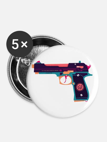 Beretta Waffe - Buttons klein 25 mm (5er Pack) - Weiß