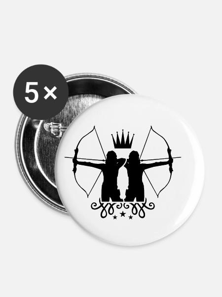 bogenschießen Pfeil Bogen - Buttons klein 25 mm (5er Pack) - Weiß