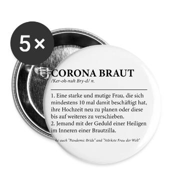 Enterrement de vie de garçon amusante Corona Mariée - Lot de 5 petits badges (25 mm) - blanc - Devant