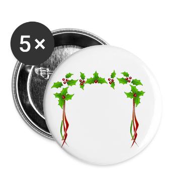 Cadre De Houx de Noël - Lot de 5 petits badges (25 mm) - blanc - Devant