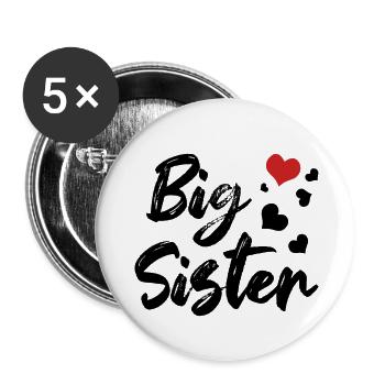 Big Sister Siblings Sweetheart - Buttons small 1''/25 mm (5-pack) - white - Front