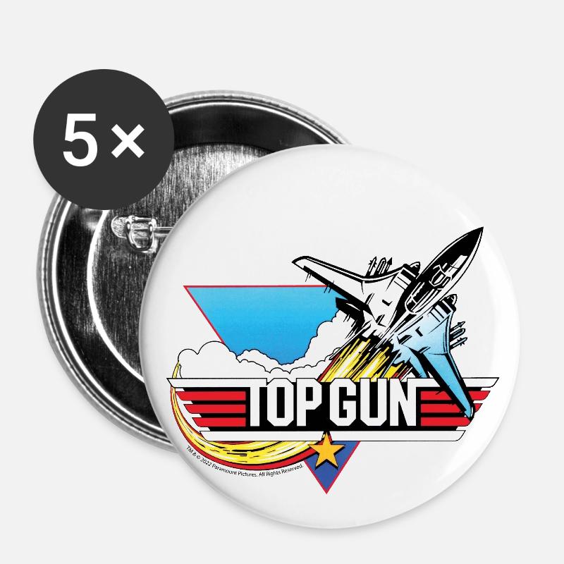 Top Gun Fighter Jet Logo - Buttons small 1''/25 mm (5-pack) - white
