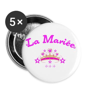 la mariée - Lot de 5 petits badges (25 mm) - blanc - Devant