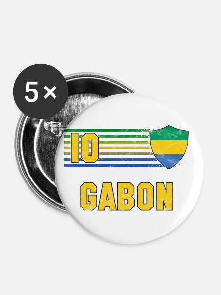 Gabun Fußball Mannschaft - Buttons klein 25 mm (5er Pack) - Weiß
