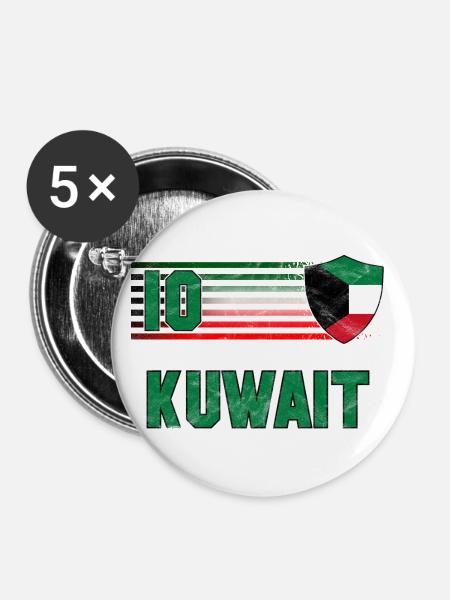 Kuwait Fußball Mannschaft - Buttons klein 25 mm (5er Pack) - Weiß