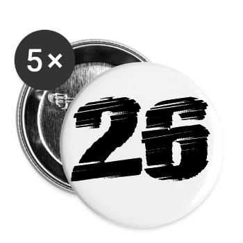 26 Zahl Trikot - Buttons klein 25 mm (5er Pack) - Weiß - Vorne