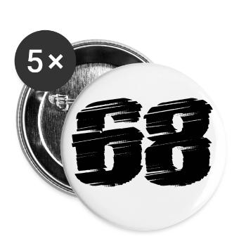 68 Zahl Trikot - Buttons klein 25 mm (5er Pack) - Weiß - Vorne