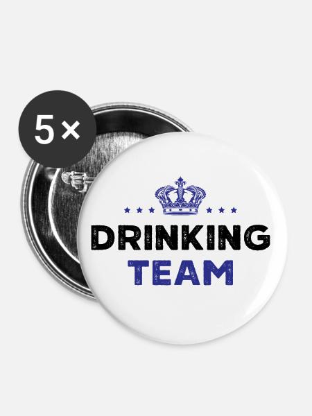 Drinking Team - Buttons klein 25 mm (5er Pack) - Weiß