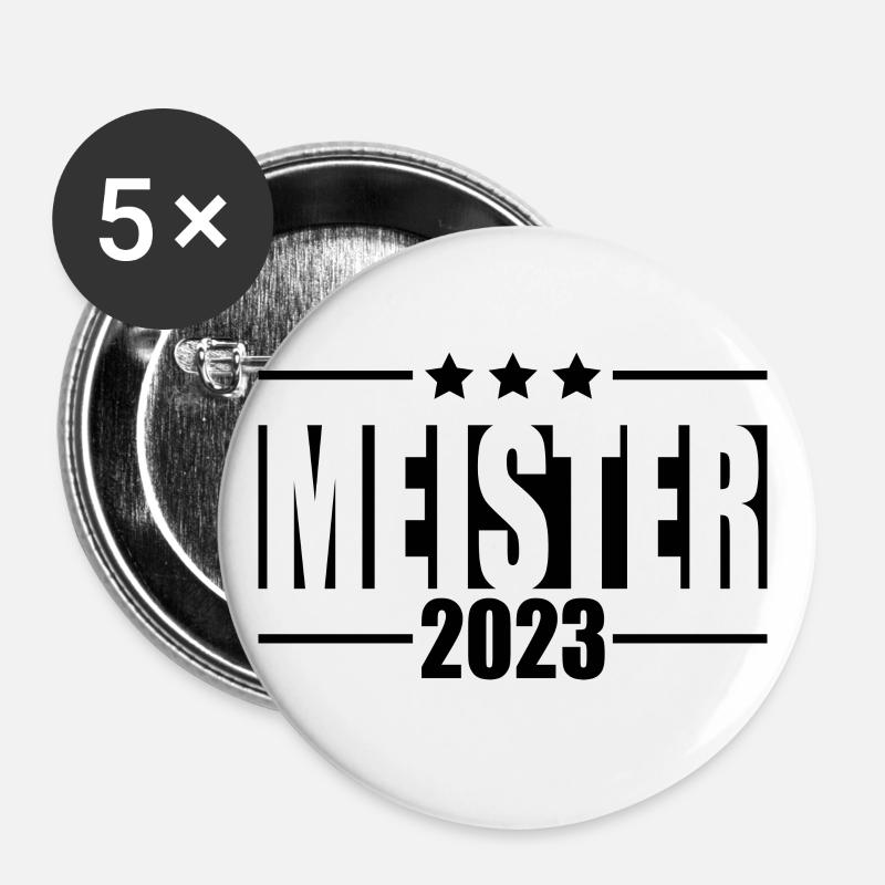 Meister 2023 Aufstiegstrikot Aufstieg 23 - Buttons klein 25 mm (5er Pack) - Weiß
