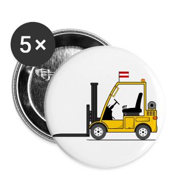 Chariot élévateur Austria Flag - Lot de 5 petits badges (25 mm) - blanc - Devant