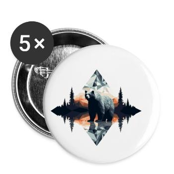 Ours abstrait dans les montagnes - Lot de 5 petits badges (25 mm) - blanc - Devant