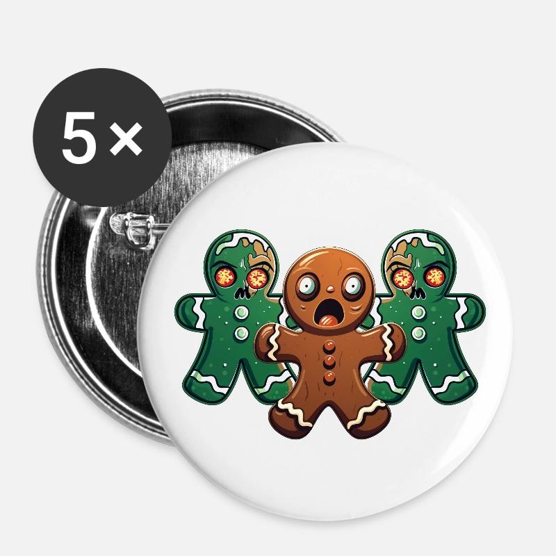 Walking Gingerbread - Buttons small 1''/25 mm (5-pack) - white