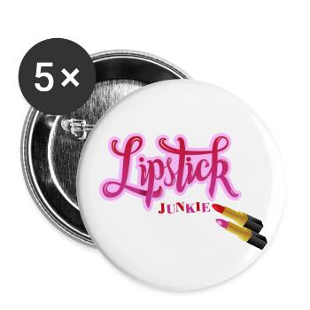Rouge à lèvres amoureux - Lot de 5 petits badges (25 mm) - blanc - Devant