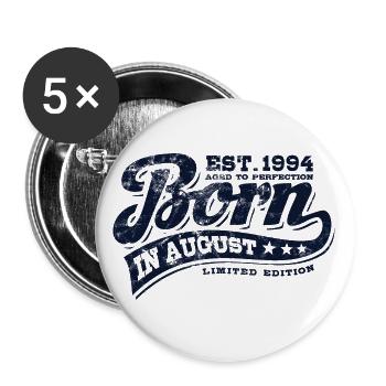 Né(e) en août 1994 - Anniversaire - Cadeau - Lot de 5 petits badges (25 mm) - blanc - Devant