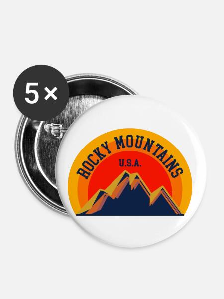 Rocky Moutains | - Buttons klein 25 mm (5er Pack) - Weiß