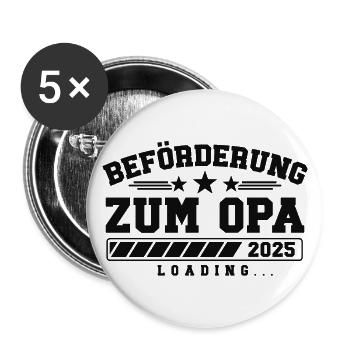 Beförderung zum Opa 2025 loading - Buttons klein 25 mm (5er Pack) - Weiß - Vorne
