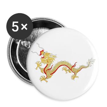 Asian Dragon Fortune Protection Symbol - Buttons small 1''/25 mm (5-pack) - white - Front
