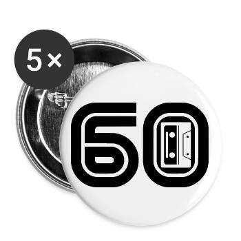 60 Musique rétro des années 60 - Lot de 5 petits badges (25 mm) - blanc - Devant