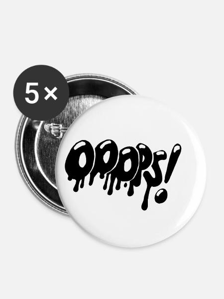 OOOPS! Graffiti Style - Buttons klein 25 mm (5er Pack) - Weiß