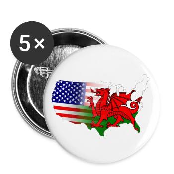 Welsh amerikanische Flagge - Buttons klein 25 mm (5er Pack) - Weiß - Vorne