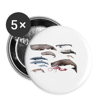 Sperm whales and beaked whales - Sperm whales & Beaked whales - Buttons small 1''/25 mm (5-pack) - white - Front