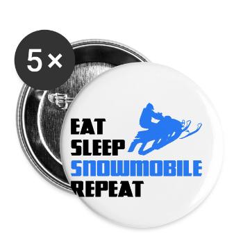 Schneemobil Motorschlitten Schneemotorrad - Buttons klein 25 mm (5er Pack) - Weiß - Vorne