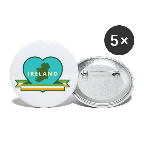 Ireland Love Heart 1 - Buttons small 1''/25 mm (5-pack)