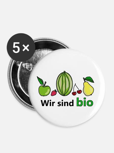 Bio-Obst - Buttons klein 25 mm (5er Pack) - Weiß
