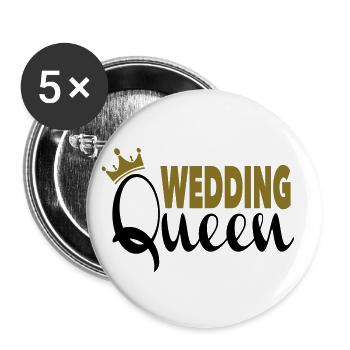 Wedding Queen - Lot de 5 petits badges (25 mm) - blanc - Devant